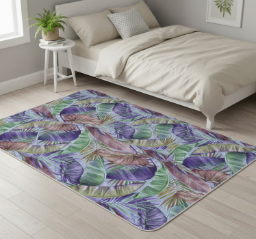 Vinylmatta blommor och växter lila bladdesign - Tenstickers