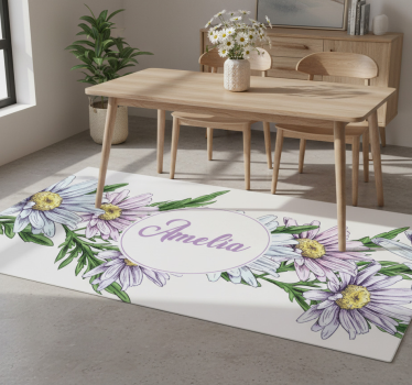 Vinylmatta blommor och växter med namndesign - Tenstickers