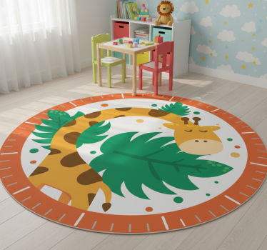 Vinylmatta djur barnklocka med giraff - Tenstickers