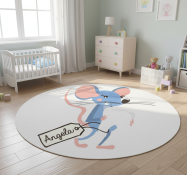 Vinylmatta djur blå mus med namn - Tenstickers