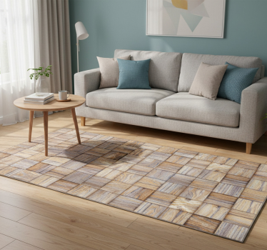 Vinylmatta geometrisk 80-tals träimitation mosaik - Tenstickers