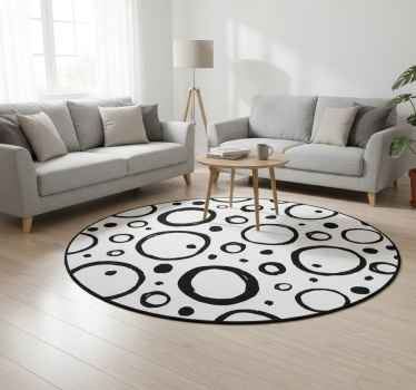 Vinylmatta geometrisk cirkeldesign svart och vit - Tenstickers