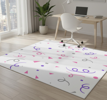 Vinylmatta geometrisk grå rosa och lila konfetti - Tenstickers