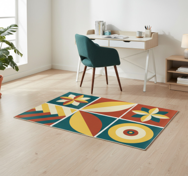 Vinylmatta geometrisk grön och orange mönster - Tenstickers