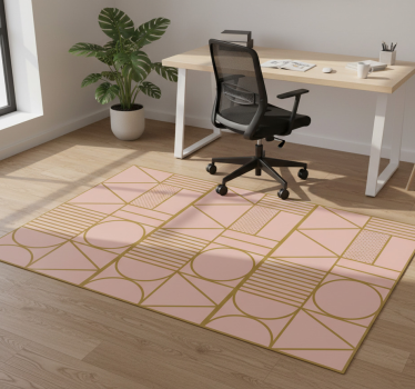 Vinylmatta geometrisk i guld och rosa färger - Tenstickers
