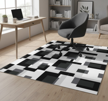 Vinylmatta geometrisk i svart och vita färgblock - Tenstickers
