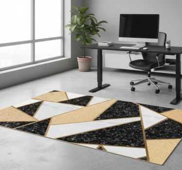 Vinylmatta geometrisk marmor svart och vit плитка - Tenstickers