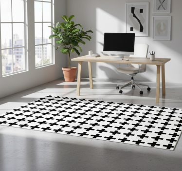 Vinylmatta geometrisk svart och vit kors - Tenstickers