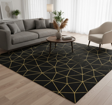 Vinylmatta geometrisk midnattsguld geometrisk nät - Tenstickers