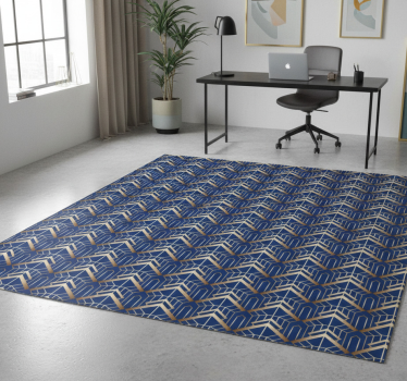 Vinylmatta geometrisk modern konst blå och guld mönster - Tenstickers