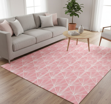 Vinylmatta geometrisk modern konst rosa och vit mönster - Tenstickers