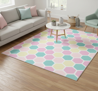 Vinylmatta geometrisk mönster och pastellfärger - Tenstickers