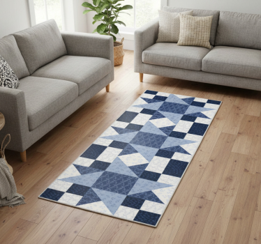 Vinylmatta geometrisk patchwork blå stjärna triangel - Tenstickers