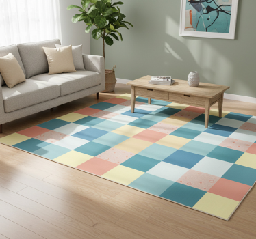 Vinylmatta geometrisk patchwork färgglad retro mönster - Tenstickers