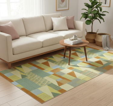 Vinylmatta geometrisk patchwork färgglad triangel - Tenstickers