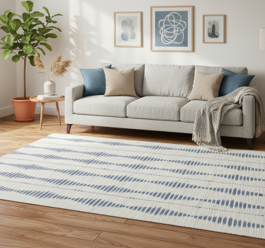 Vinylmatta geometrisk rabaul ikat blå och beige - Tenstickers