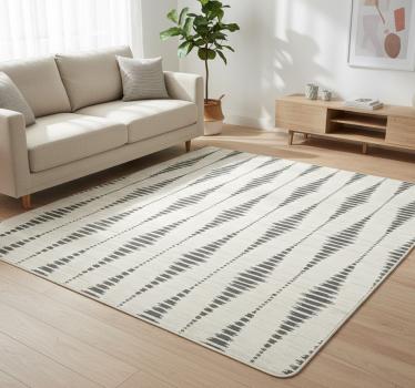 Vinylmatta geometrisk "rabaul ikat" grå och beige - Tenstickers