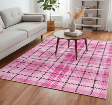 Vinylmatta geometrisk rosa och svart rutmönster - Tenstickers