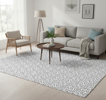 Vinylmatta geometrisk vit geometrisk mönster med cirklar - Tenstickers