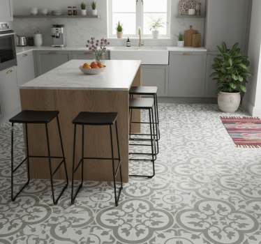 Vinylmatta kök azulejo marocko färg evergreen fog - Tenstickers