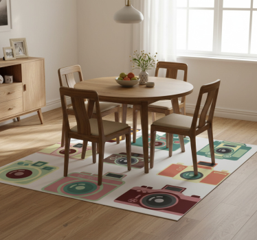 Vinylmatta matsal vintage kameror - Tenstickers