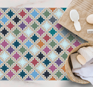 Vinylmatta mosaik livlig blomsterkomposition - Tenstickers