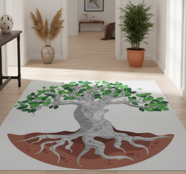 Vinylmatta natur stiliserade trädrotter - Tenstickers