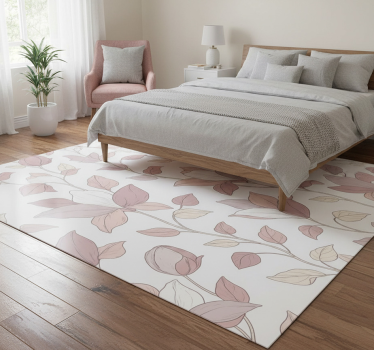 Vinylmatta sovrum rosa blommor - Tenstickers