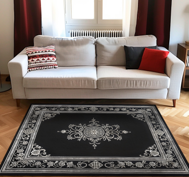 Vinylmatta svart klassisk orientaliskt mönster - Tenstickers