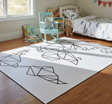 Vinylmatta världskarta dekorativ origami - Tenstickers