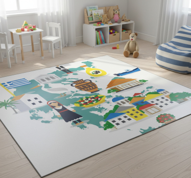 Vinylmatta världskarta grekland och öar illustration - Tenstickers