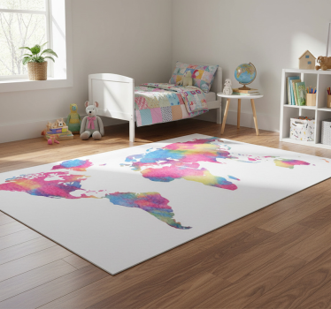 Vinylmatta världskarta med tie dye-mönster - Tenstickers