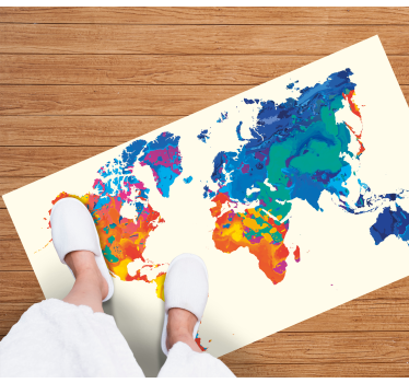 Vinylmatta världskarta levande global atlas - Tenstickers