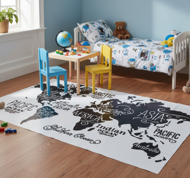 Vinylmatta världskarta med detaljer - Tenstickers