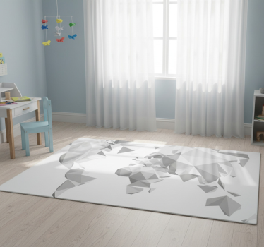 Vinylmatta världskarta grått origamidesign - Tenstickers