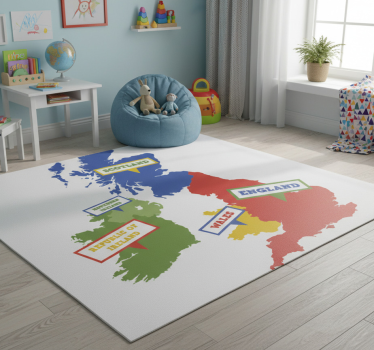 Vinylmatta världskarta färgglada storbritannien - Tenstickers