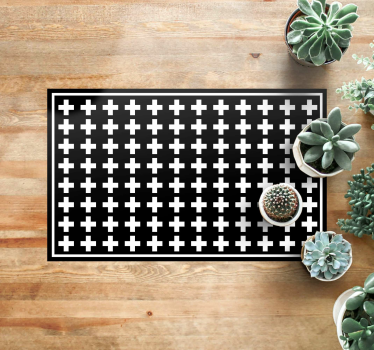 Vit och svart kors minimalistisk matta - Tenstickers