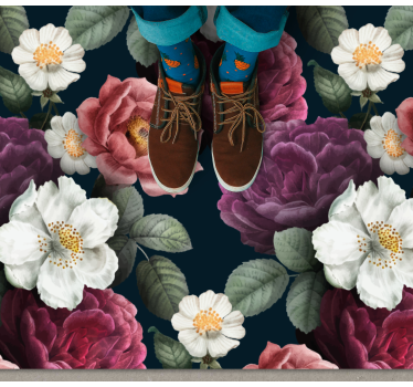 Vita och röda rosor blommamatta - Tenstickers