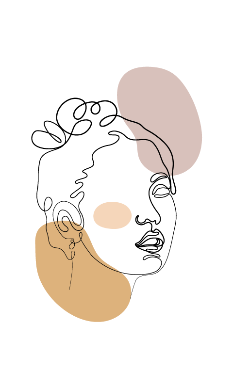 Abstrakt ansikte och cirklar Vinylmatta vit - Tenstickers