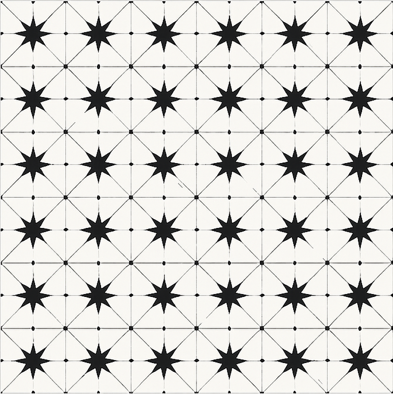 Enkaustiskt stjärnmönster Vinylmatta Matsal - Tenstickers