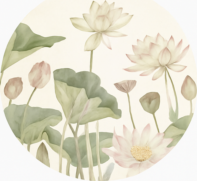 Vattniga botaniska blommor Vinylmatta Matsal - Tenstickers