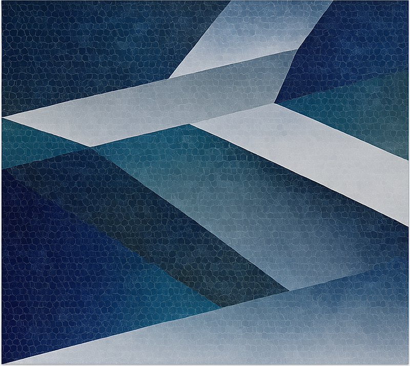 Vinylmatta vardagsrum blå skärvmönster matta - Tenstickers