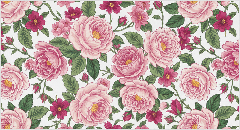 Vinylmatta vardagsrum vackra rosa blommor - Tenstickers