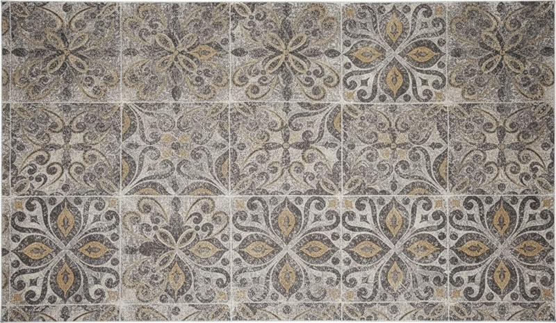 Vinylmatta kök ornate kolgrå arabesque - Tenstickers