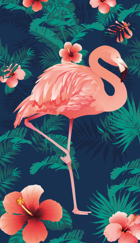 Vinylmatta djur tropiska rosa flamingos - Tenstickers