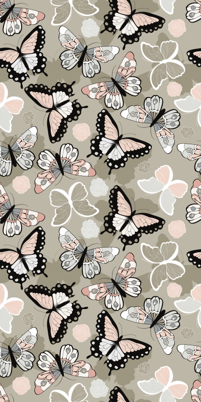 Vinylmatta djur beige flygande fjärilar - Tenstickers