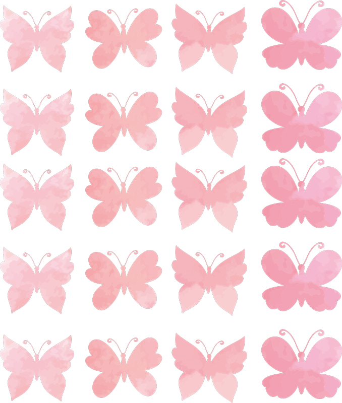 Vinylmatta djur med design av rosa fjärilar - Tenstickers