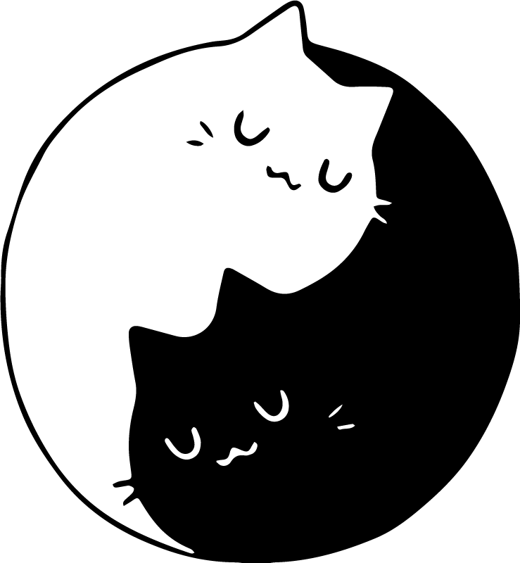 Vinylmatta djur yin yang katter - Tenstickers