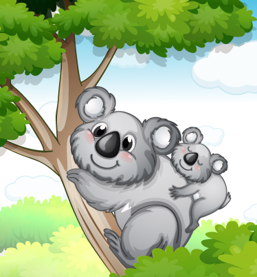 Vinylmatta djur mor och baby koala - Tenstickers
