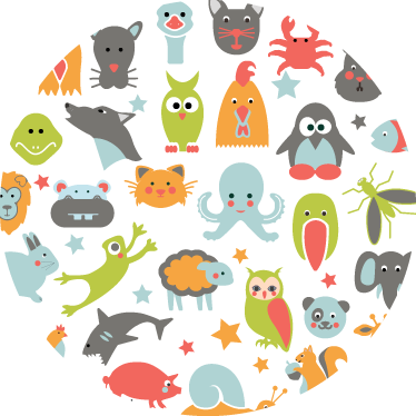 Vinylmatta djur djur i en cirkel - Tenstickers